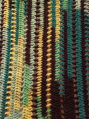 Handmade Crochet Striped Green Yellow Black lap Blanket Bordered