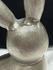 Easter Bunny Rabbit Hare Silver Tone Distressed Finish Decor Farmhouse Spring