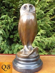 ART DECO BRONZE STATUE 1920’S STYLISED LITTLE OWL FIGURINE SCULPTURE BIRD FIGURE
