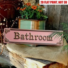 Bathroom Metal Signs Cute Wall Decor for Door Waterproof Home Office Shop 4×16in