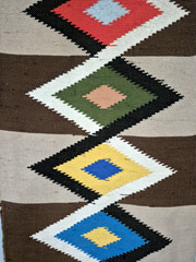 Vintage Hand Woven Geometric Tapestry Wall Hanging 50″ x 24″ Folk Art 60s 70s