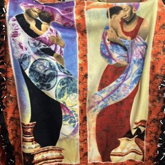 Fleece Sofa Throw Blanket, Multicolor Pictorial Art People Design, Fringed
