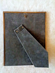 VINTAGE ORNATE METAL PHOTO FRAME 8X10 GRAY VELVET MID CENTURY EASEL HANGING
