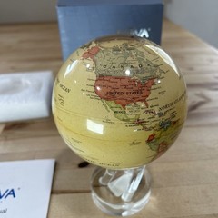 MOVA Rotating Globe W/ 3- Prong Stand New In Box 6 Inch Antique Beige