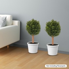 2 Artificial Cypress Trees Set W/ Ground Spike for Indoor Outdoor Home Decor
