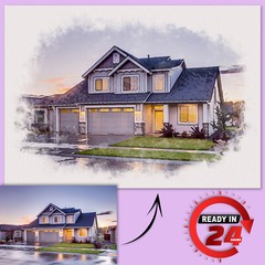 Customised Watercolour Home portrait | Housewarming gift | Wall Art | Painting