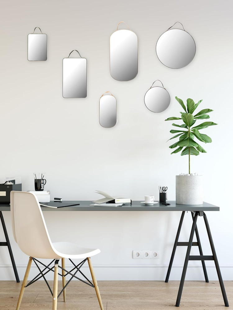 Creative Co-Op Various Velvet Edged Wall Mirrors, Multicolor, Set of 6
