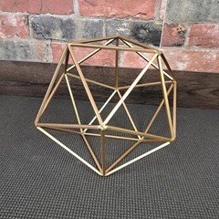Metal Geometric Symmetrical Sphere Sculpture 9″ Gold Home Decor #5462Gar