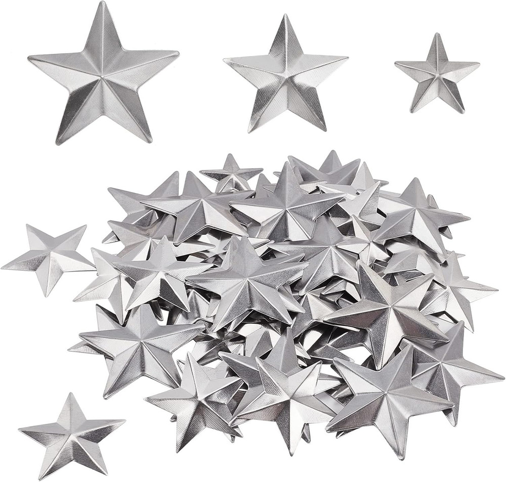 GORGECRAFT 90PCS 3 Sizes Metal Barn Star Rustic Three Dimensional Bulk Unfinishe