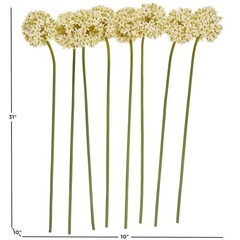 Polyester Allium Artificial Flower Stem Tall, Set of 8 31’H, White