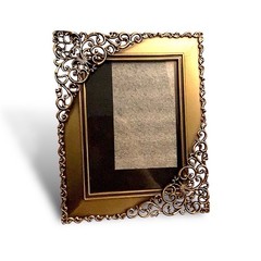 Mini 5 x 4 in. Metal Photo Frame Antiqued Bronze with Ornate Scrollwork Corners