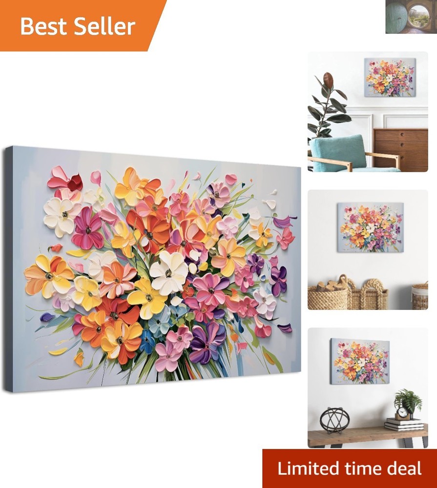 Colorful 12×16” Floral Canvas Art – Abstract Wildflower Painting for Any Room