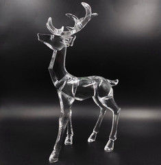 Clear Acrylic Reindeer Figurine 3D Faux Crystal Christmas Deer Decor