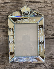 Vtg Italian Venetian Style Mirror Etched 5×7″ Photo Picture Frame 11.5×7″ Carr?