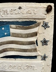 American Freedom Patriotic US Flag Stars Stripes Resin Wall Hanging Decor