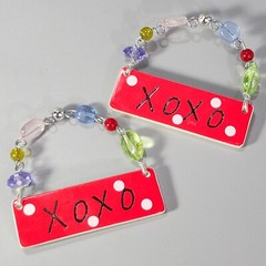 Silvestri XOXO Hugs Kisses Sandra Magsamen Ceramic Plaque Bottle Love Charm Pair