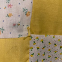 Sunny Yellow Patchwork Hap/Throw Approx 38”x42”