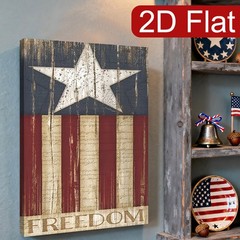 Vintage Freedom American Flag Star Canvas Wall Art, Patriotic Home Decor