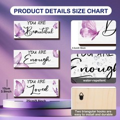 3 Pcs Butterfly Wooden Hanging Wall Art Positive Quotes Butterfly Wall Art Pr…