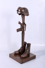 Fallen Soldier Battle Cross Cremation Memorial Tribute Statue Bronze Finish Prop