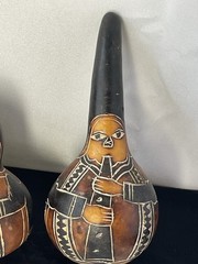 Lot Of 4 Vintage Etched Gourds See Pictures Details/wear