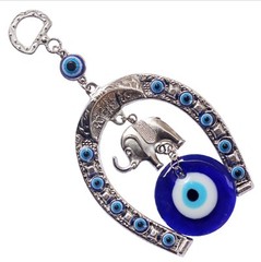 HorseShoe Elephant Turkish Blue Evil Eye (Nazar) Amulet Car Charm Wall Hanging