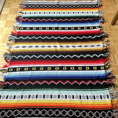 Handmade Knit Blanket Afghan Native American Southwestern Rustic Boho 50″x80″ EC