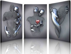 Framed Wall Art for Bedroom 3D Metal Effect Love Heart Couple Wall Art Decor …