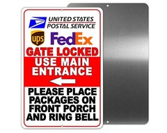 Deliveries Gate Locked Use Main Entrance Ring Bell Sign / Decal Si123