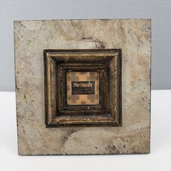 Pier 1 Imports 3″x3″ Free Standing Hanging Photo Picture Frame Rustic Faux Stone