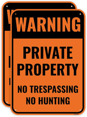 2 Pack No Trespassing No Hunting Signs 14×10 In Aluminum Outdoor Warning Orange