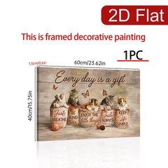 Rustic Wood Kitten Inspirational Quote Canvas Wood Frame Wall Decor Gift