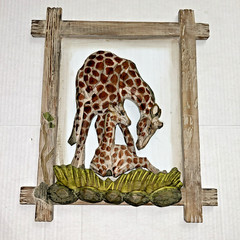 Giraffe & Her Baby Hanging 3D Wall Decor 12×14 Baby Room