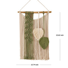 Boho Macrame Wall Hanging Tapestry, Handmade Leaf Woven Decor for Home Walls