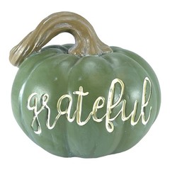 Green Grateful Harvest Pumpkin Figurine 4.75 Inches Tall