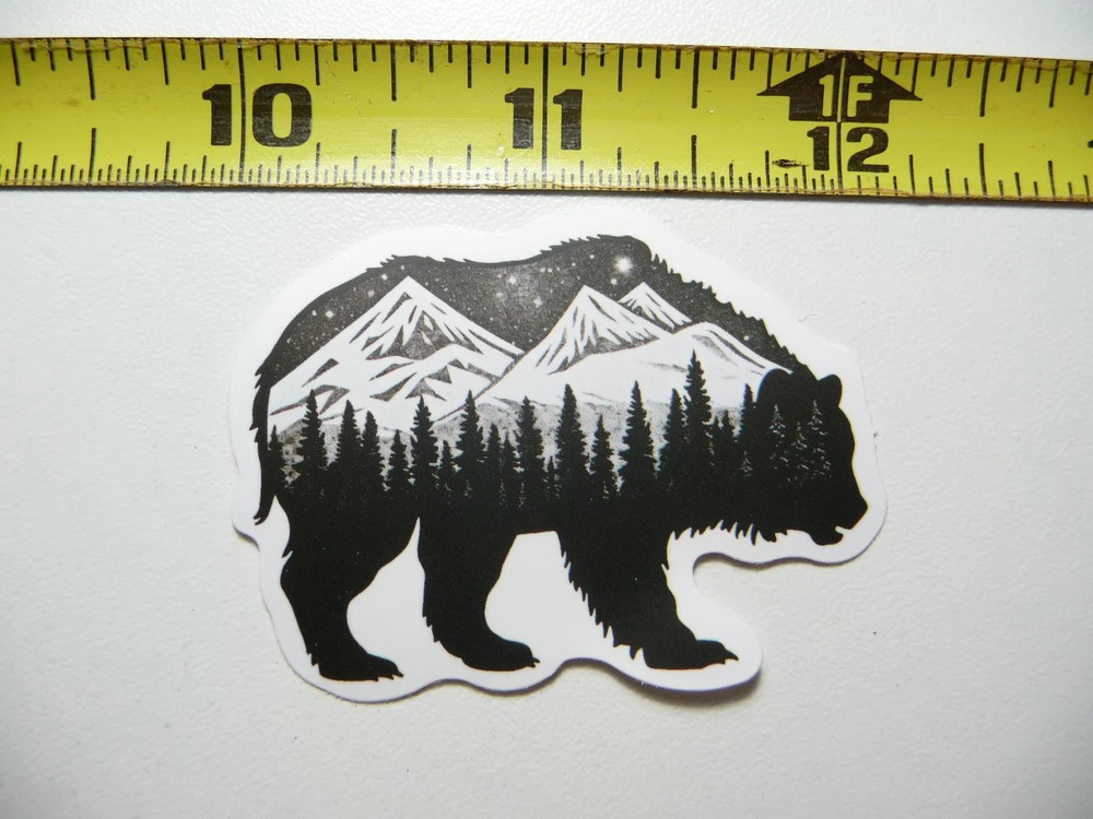 BEAR FOREST MOUNTAINS WALKING SMALL STICKER DECAL NATURE OUTDOORS FUN CALMING