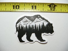 BEAR FOREST MOUNTAINS WALKING SMALL STICKER DECAL NATURE OUTDOORS FUN CALMING