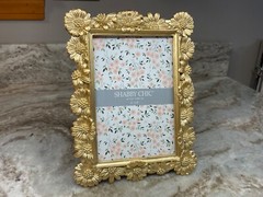 Shabby Chic Gold Tone Sunflower Photo Frame 4×6 Vertical Or Horizontal New