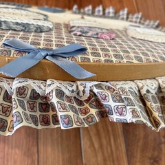 Vtg Grandmacore Country Kitchen Hoop Wall Hanging Handmade Stitched Farmhouse