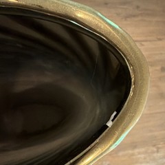 Gold & Black Abstract Pattern Ceramic Vase Asymmetrical Modern Glossy