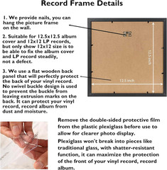5 Pack Vinyl Record Frames 12×12 LP Album Cover Wall Display 12.5×12.5 Black