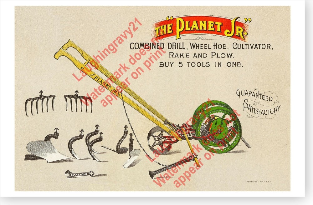 Planet Jr Combined 5 In 1 Cultivator Victorian Farming Advertising Poster