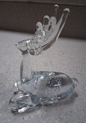 Vintage Mouth Blown Clear Glass Reindeer Resting Figurine or Paperweight Bubbles