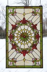 20″ x 34″ Tiffany Style stained glass window panel glass panel, HF50
