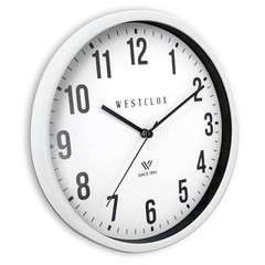 Classic Wall Clock, 9 Inch White Frame Analog Clock with Easy to Read Dial