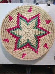 Southwest Style Ceremony Basket 11″ Round Star Floral See Pictures