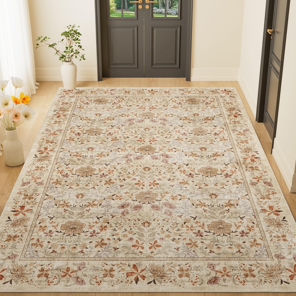 DUKINO 4×6 Rugs for Living Room, Lightweight Non Slip Washable Rug with Low P…