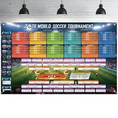 AhfuLife Extra Large World Cup Tournament Schedule Poster Fabric Backdrop, 5….