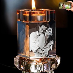 Personalized 3D Photo Crystal Candlestick Custom Picture Gifts Crystal Lightbase