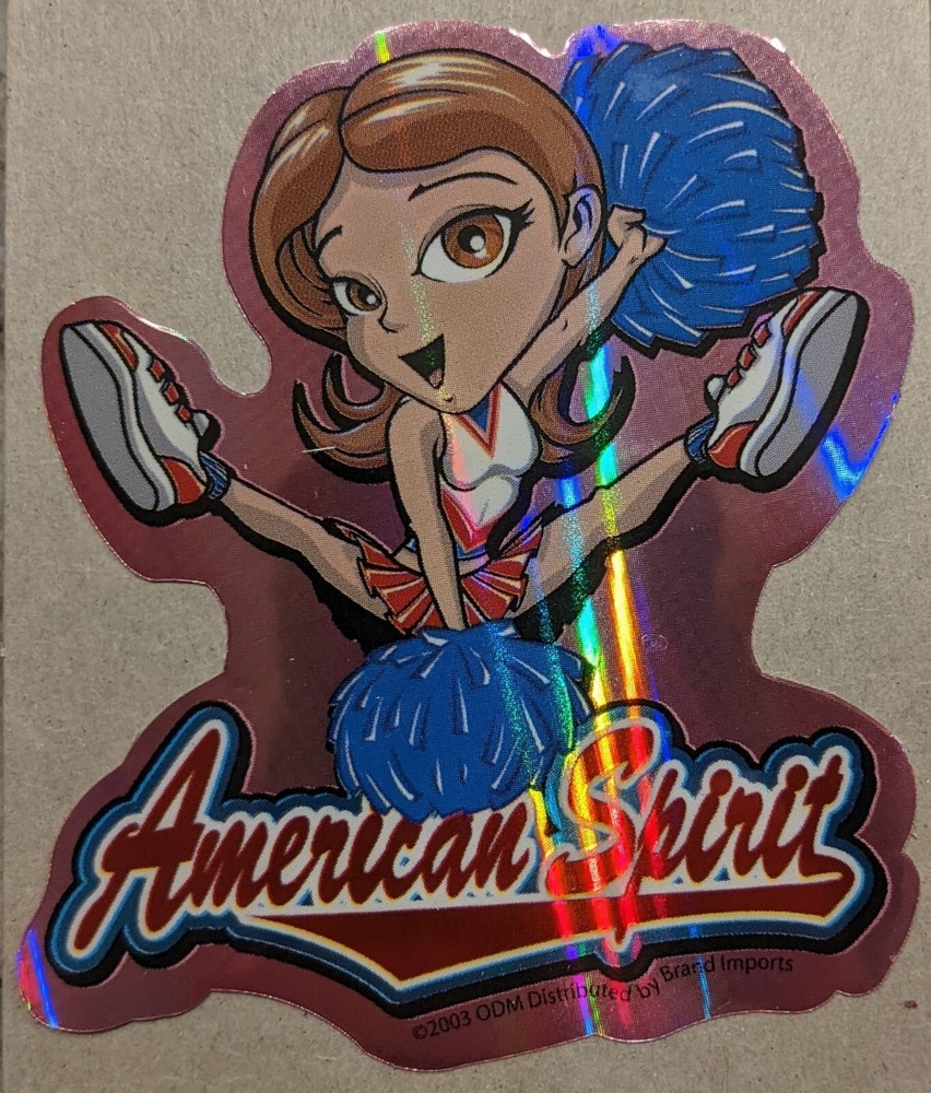 2003 Y2K ODM Brand Imports Prism Holo Girl Power Vending Sticker AMERICAN SPIRIT